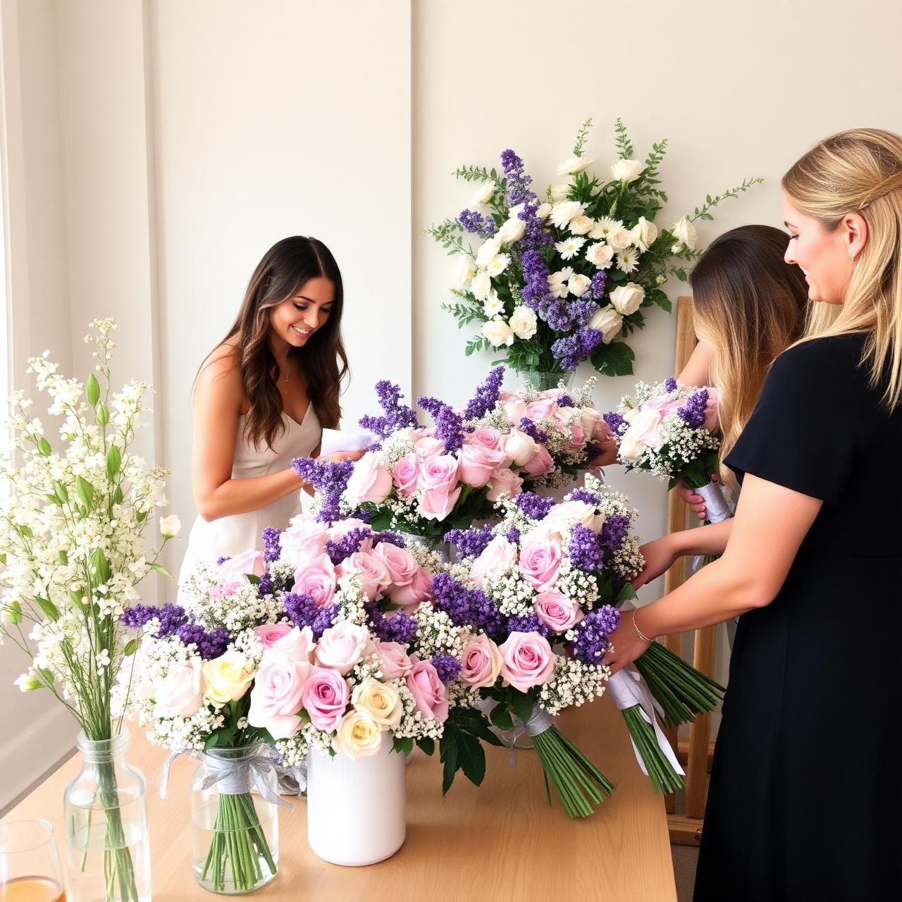 Bloom Bar bouquet-making station at a bridal shower in North Jersey